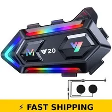 WNJACO Motorcycle Helmet Bluetooth Headset with RGB Lights