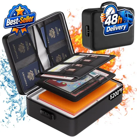 Fireproof Document Organizer Box with Lock | Water-Resistant Portable Safe