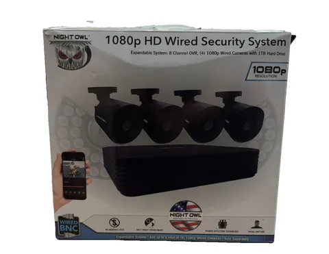 New Night Owl 1080p HD 4 Cameras 1TB 8 Channel Wired Security System Black