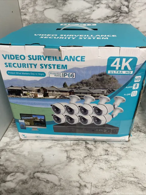 Video Surveillance Outdoor Security Camera System, 4K Ultra HD, New