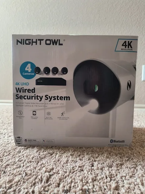 Night Owl 4K Wired BNC CCTV System -4 Cam 4CH - 1TB DVR - Bluetooth - Spotlights
