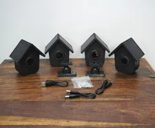  Lot of 4 - New HTZSAFE Solar Wireless Motion Sensors Model HB-T504 w/2 Mounts