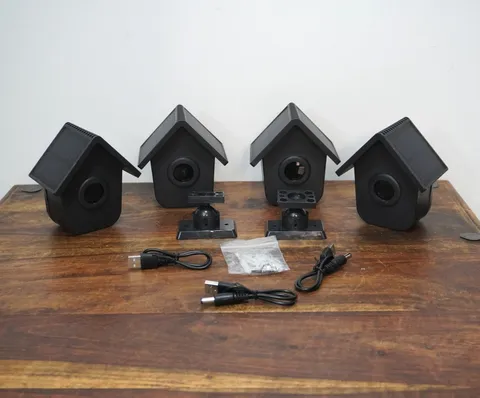  Lot of 4 - New HTZSAFE Solar Wireless Motion Sensors Model HB-T504 w/2 Mounts