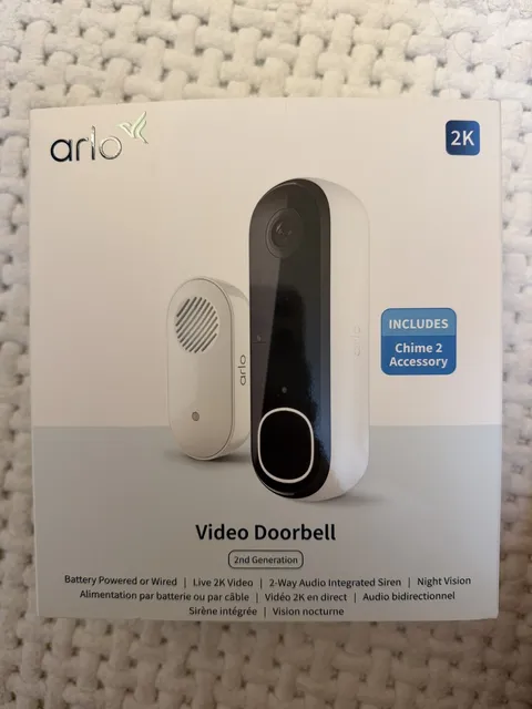 Arlo Wireless Video Doorbell 2nd Gen 2K  AVDK4001-100CNS w/ Chime 2 New Nib