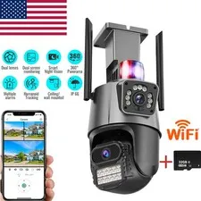 4MP PTZ IP Camera Wifi Security Outdoor Dual Lens Zoom Speed Dome Camera