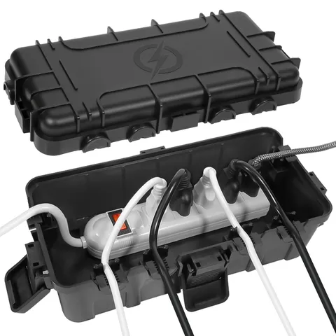 OUTDSPLY Medium Outdoor Electrical Box (11.6x5.2x4.1 inch), IP54 Black