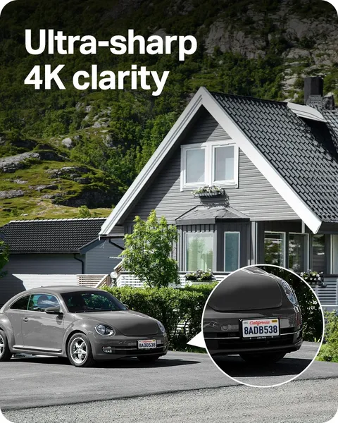 4K Wireless Outdoor Security Camera with Solar Battery Power and Night Vision
