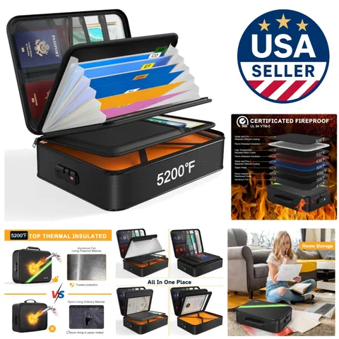 Travel-Friendly Fireproof Document Box | Non-Stick with Water-Resistant Zippers