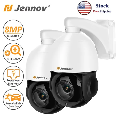 JENNOV 8MP PTZ PoE IP Camera Outdoor IP66 30X Optical Zoom CCTV Surveillance