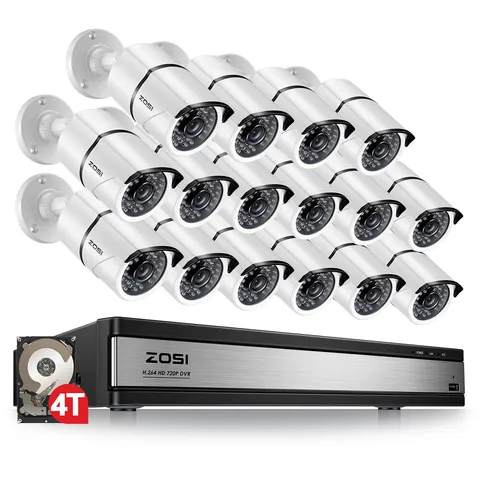 ZOSI 16ch H.265+ 1080p Security Camera System 5MP Lite CCTV DVR 2MP Outdoor