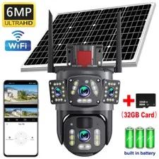 Solar Battery Powered Wireless WiFi Outdoor Pan/Tilt Home Security Camera System