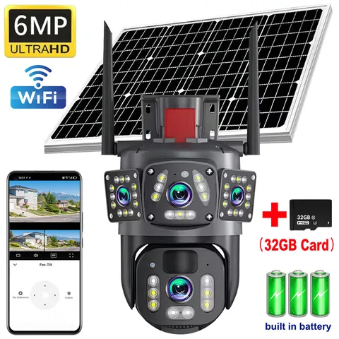 Solar Battery Powered Wireless WiFi Outdoor Pan/Tilt Home Security Camera System
