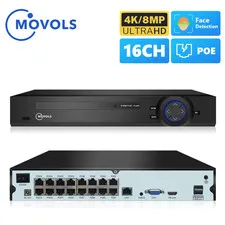 Movols 16CH 4K POE NVR H.265 ONVIF Surveillance Security Video Recorder 4K 5MP 4