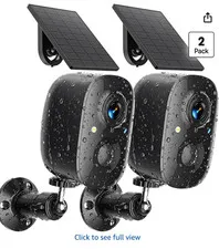 2 solar Security Cameras Wireless Outdoor 2K Solar Powered WiFi Cameras