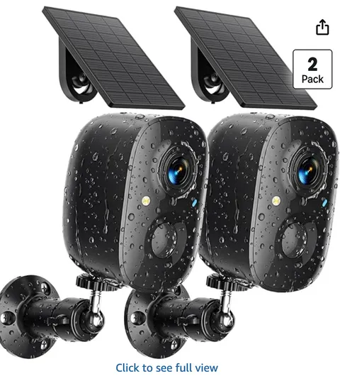 2 solar Security Cameras Wireless Outdoor 2K Solar Powered WiFi Cameras