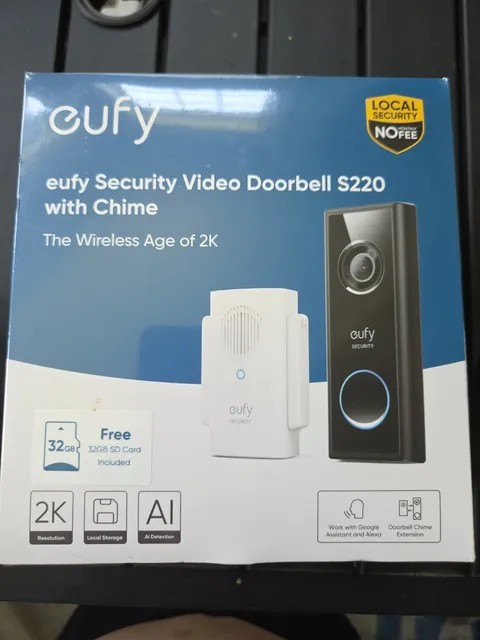 Eufy Security Video Doorbell S220 W/Chime 2k Wireless NIB