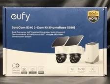 Eufy SoloCam S340 2-Cam Kit with HomeBase S380 (New) Outdoor Duo Camera Solar