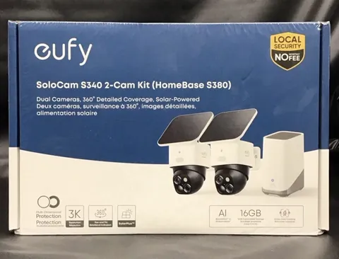 Eufy SoloCam S340 2-Cam Kit with HomeBase S380 (New) Outdoor Duo Camera Solar