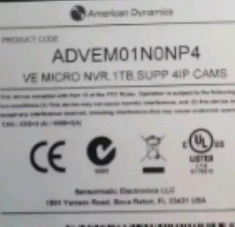 AMERICAN DYNAMICS ADVEM01N0NP4 VIDEOEDGE MICRO NVR POE SECURITY CAMERA RECORDER
