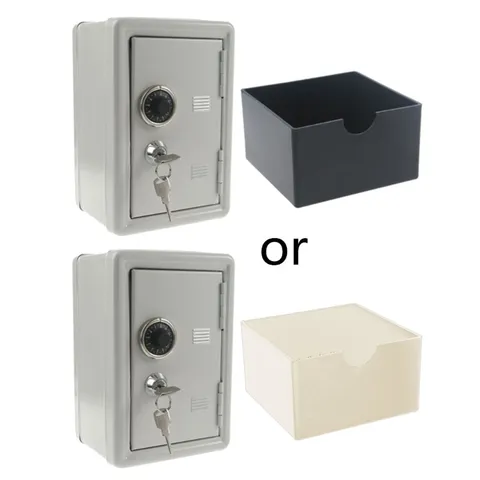 Mini Metal Coin Bank Locker with Keys Kids Money Saving Jar Security Safe Box