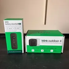 Blink Outdoor 4 Camera & Blink 2K+ Battery Video Doorbell Bundle New
