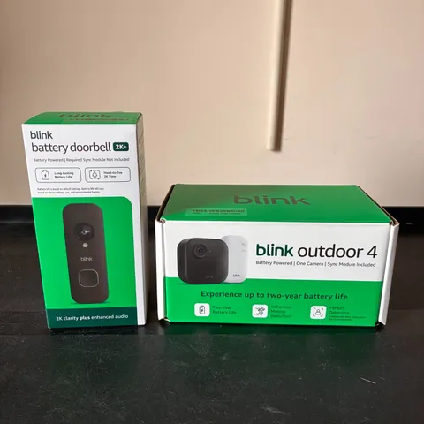 Blink Outdoor 4 Camera & Blink 2K+ Battery Video Doorbell Bundle New