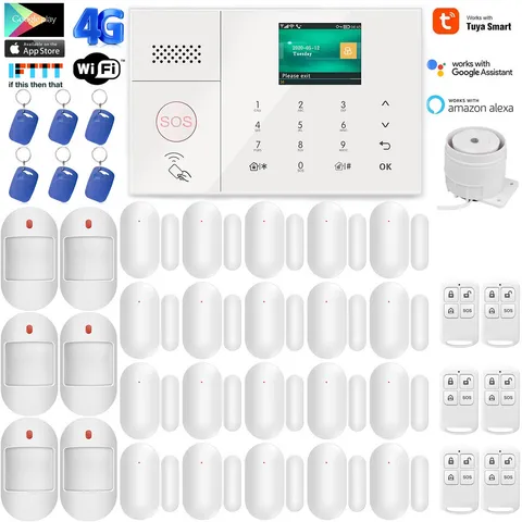D41 Tuya APP WiFi+4G Sim Card Wireless Home Security Alarm Burglar System+RFID