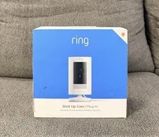 Ring Stick Up Cam Plug IN Indoor/Outdoor 1080p Wi-Fi Wired Security Camera White