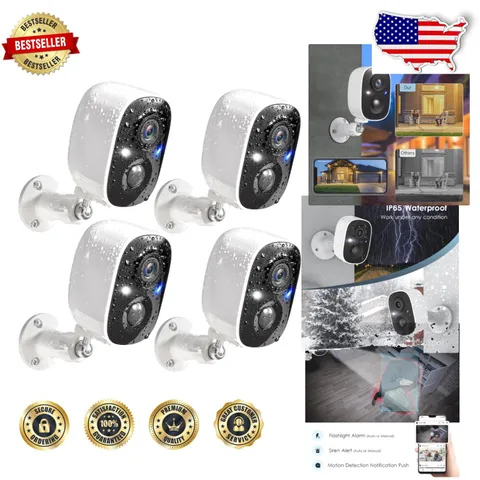 Wireless Security Cameras 4pk 2K | Weatherproof , App Control, 2-Way Audio