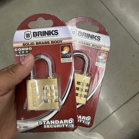 Brinks Resettable Weather Resistant Brass Combo Padlocks 2-Pack 161-40051