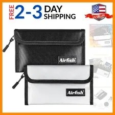 2 Pack Fireproof Money Wallet, 8 x 5 Inches Fireproof Document Bag with Zippe...