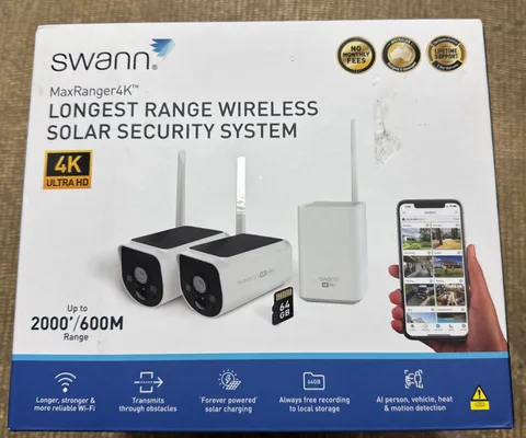 Swann - MaxRanger Version 2 4K Solar Wireless Security System W/ Base Station...
