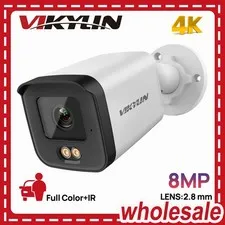 Vikylin 8MP Dual Light POE Camera 4K Full Color IP Camera Outdoor Onvif Audio US