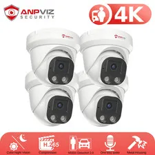 Anpviz 4PCS 8MP 4K PoE IP Camera Outdoor Metal Color Night Vision Human Detectio