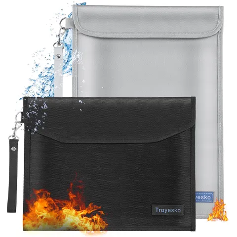 Fireproof Document Bag 2012℉ 15x11"/13x10" Waterproof Zipper - Protects