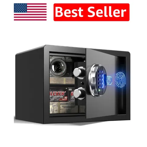 Biometric Fingerprint Safe - 0.8 Cu Ft with Backlit Keypad & Anti-Theft Alarm