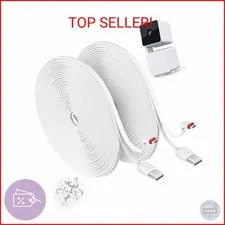 2 Pack 25FT Power Extension Cable Compatible with WYZE Cam Pan v3 Camera, 90 Deg