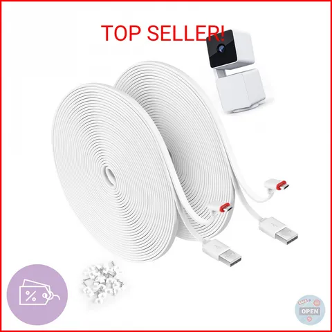 2 Pack 25FT Power Extension Cable Compatible with WYZE Cam Pan v3 Camera, 90 Deg