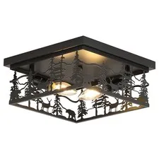 Merexcint Rustic Industrial Flush Mount Ceiling Light, Square-1Pcak, Black