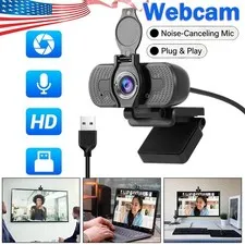 1080P HD USB Webcam with Microphone & Privacy Cover for PC Laptop Desktop US