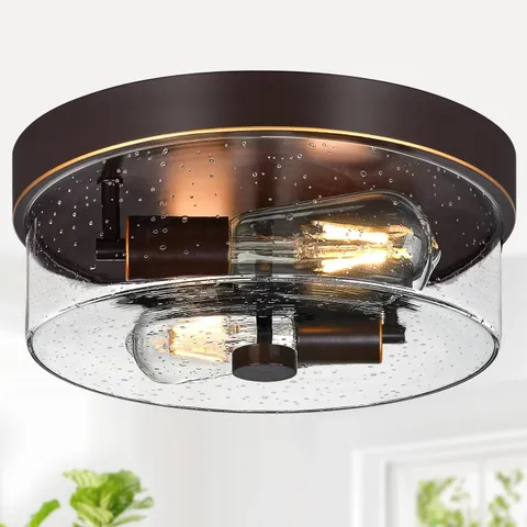 Flush Mount Ceiling Light Fixtures, 2-Light Oil Rubbed Oil-Rubbed Bronze 