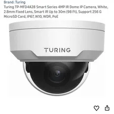 Turing TP-MFD4A28 4MP IR Night Vision Dome IP Camera, Wired, 256GB