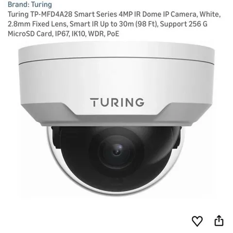 Turing TP-MFD4A28 4MP IR Night Vision Dome IP Camera, Wired, 256GB