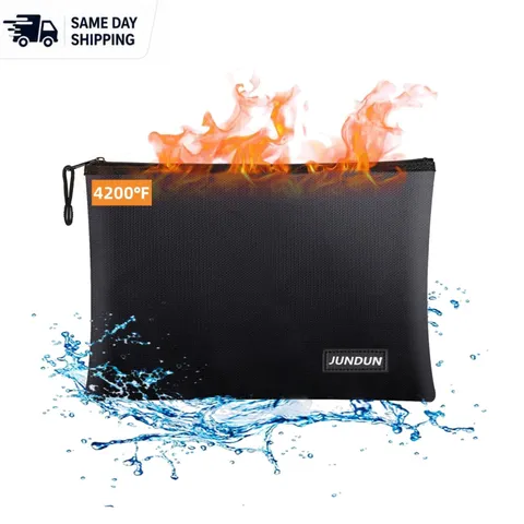 Fireproof Money Bag with Zipper - Water & Fire Protection for Valuables
