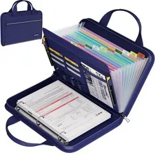 Fireproof Accordion File Organizer with Handle, 13 Pocket Expanding File Fold...