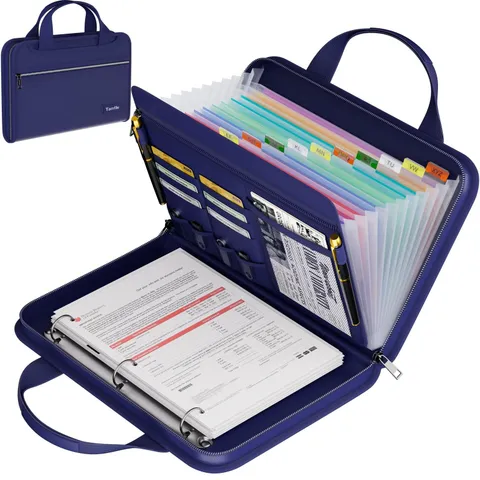 Fireproof Accordion File Organizer with Handle, 13 Pocket Expanding File Fold...