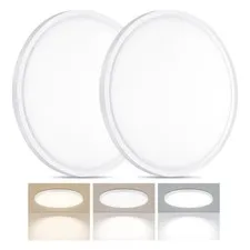 LUMLLSAJI 2 Pack LED Flush Mount Ceiling Light, 24W 12Inch-2 Pack, White