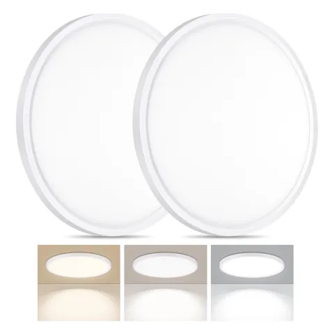 LUMLLSAJI 2 Pack LED Flush Mount Ceiling Light, 24W 12Inch-2 Pack, White