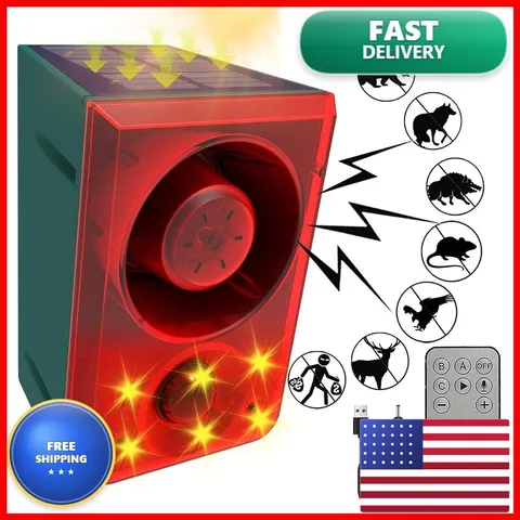 ChunHee Solar Outdoor Motion Sensor Alarm Dog Barking Gunshot Sound 130dB SL16