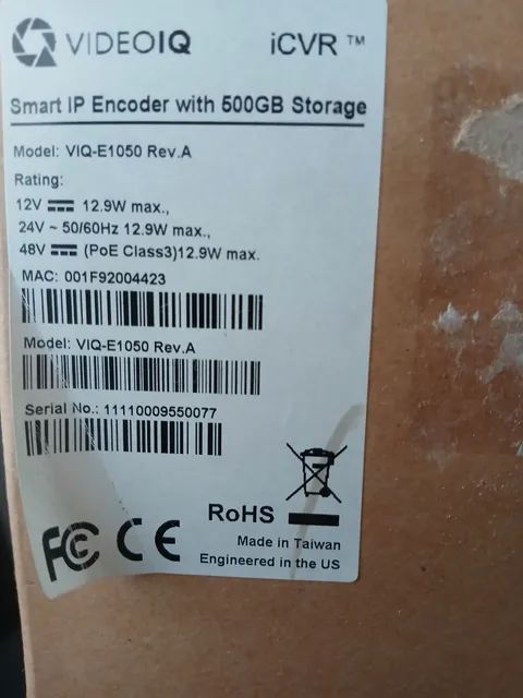 VideoIQ VIQ-E1050 IP Encoders W/ Onboard Adaptive Analytics Onboard NVR Storage